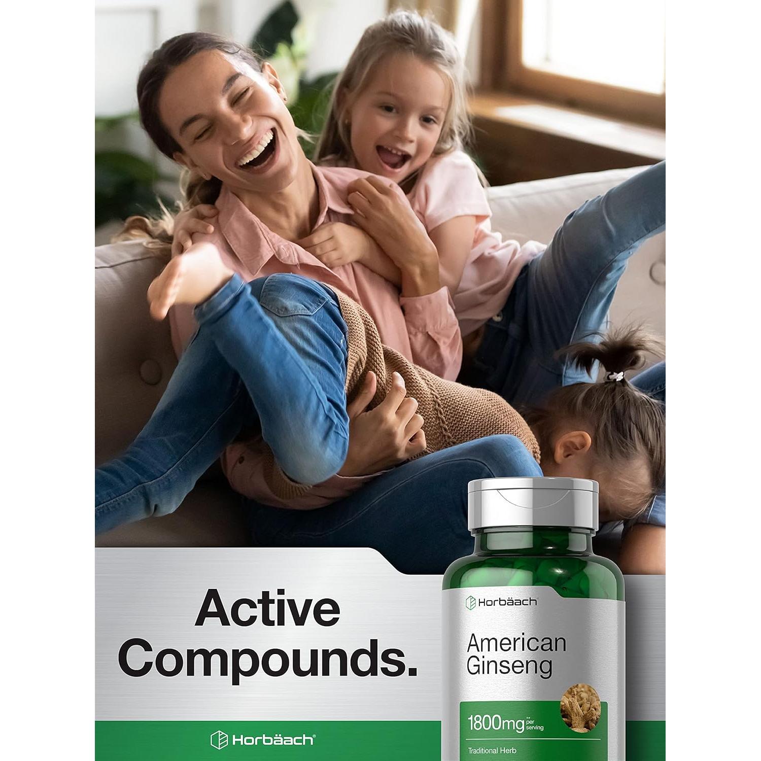 Cápsulas de Ginseng Americano Horbaach 1800 mg 200 Unidades