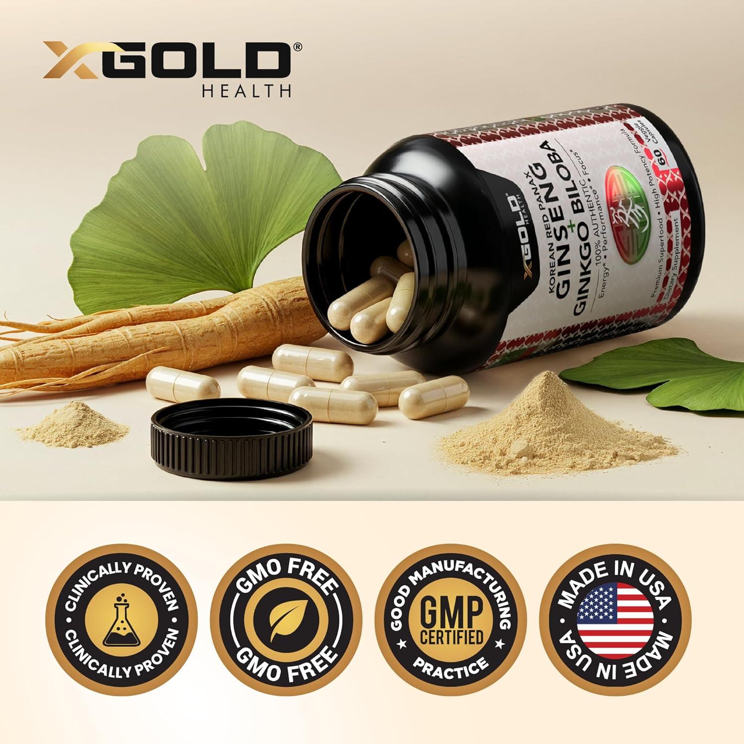 Ginseng Rojo Coreano 1200mg + Ginkgo Biloba 60mg - Suplemento Vegano