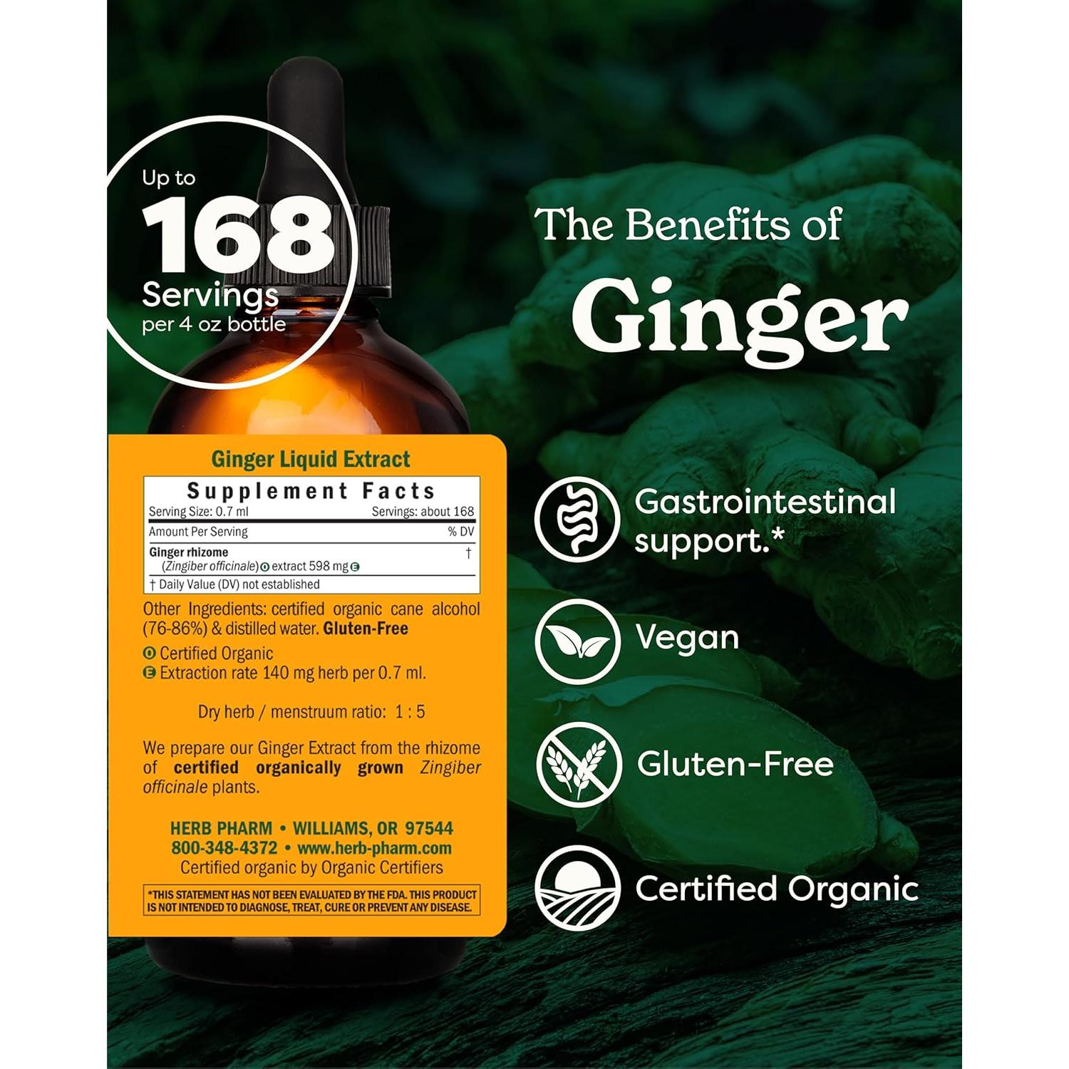 Extracto de Jengibre Orgánico Herb Pharm 118 ml - Suplemento Digestivo