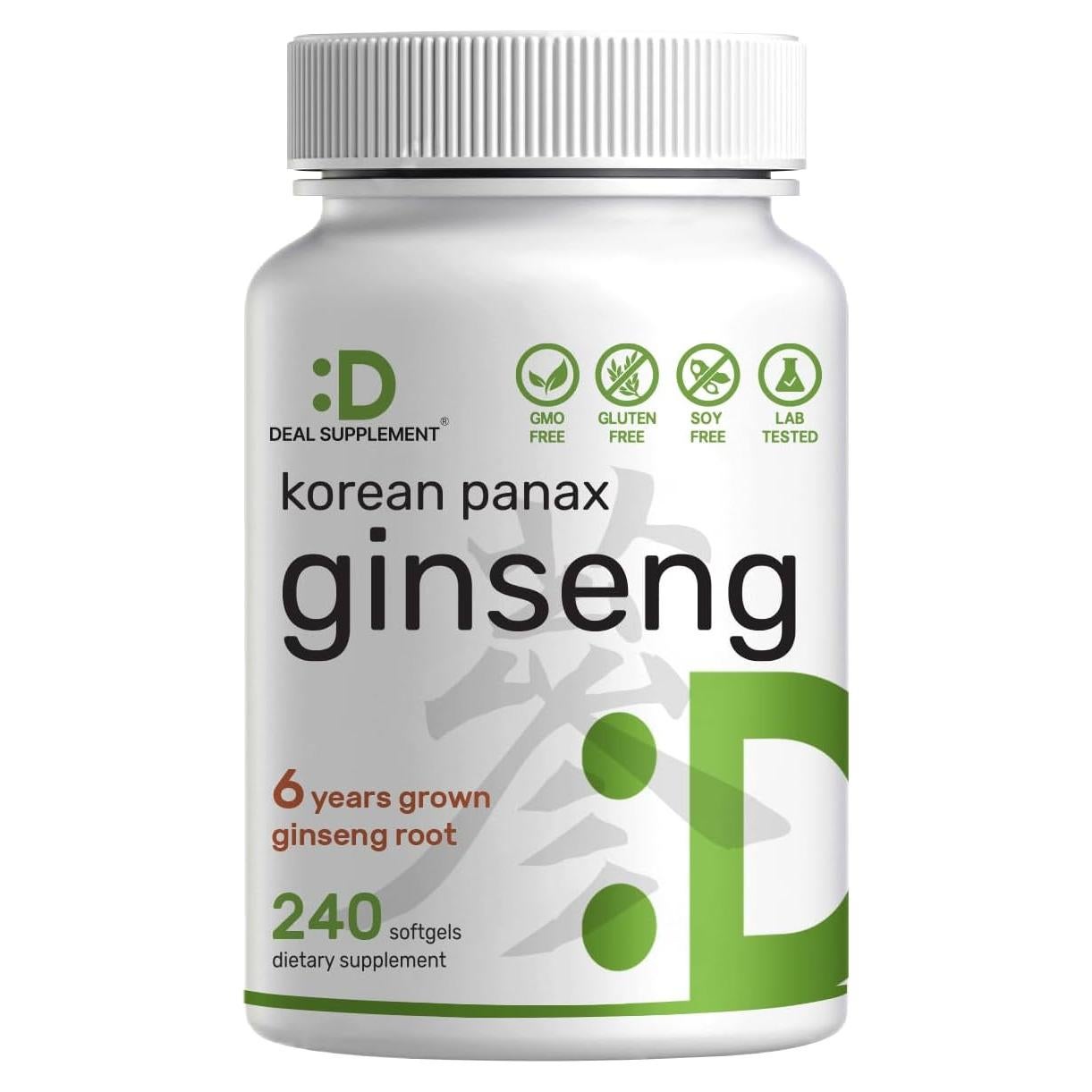 Ginseng Rojo Coreano Panax 7500mg - 240 Geles Blandos 150mg