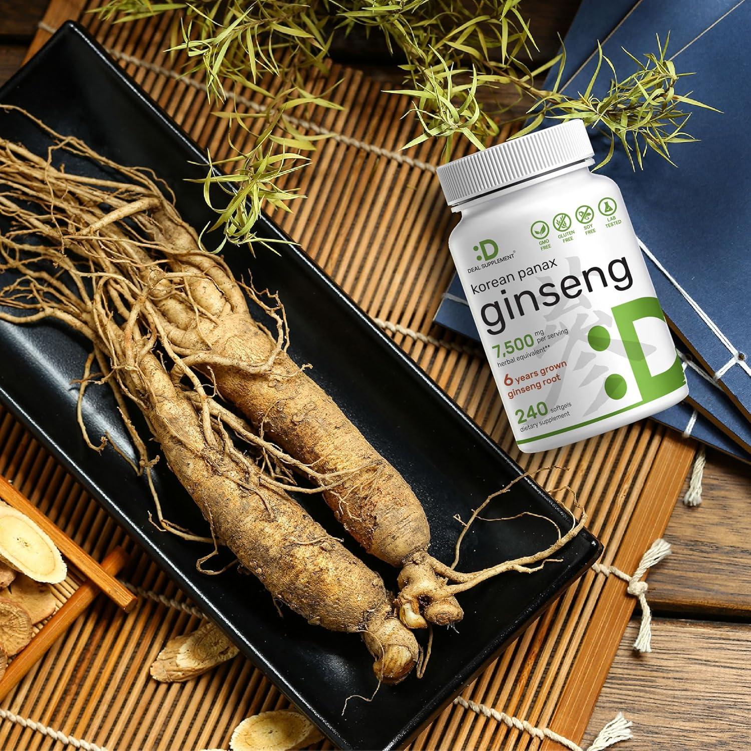 Ginseng Rojo Coreano Panax 7500mg - 240 Geles Blandos 150mg
