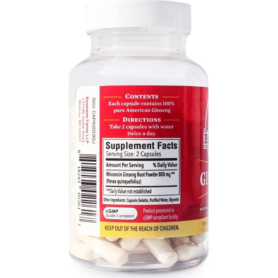 Cápsulas de Ginseng Americano Baumann 130 Pastillas 400 mg