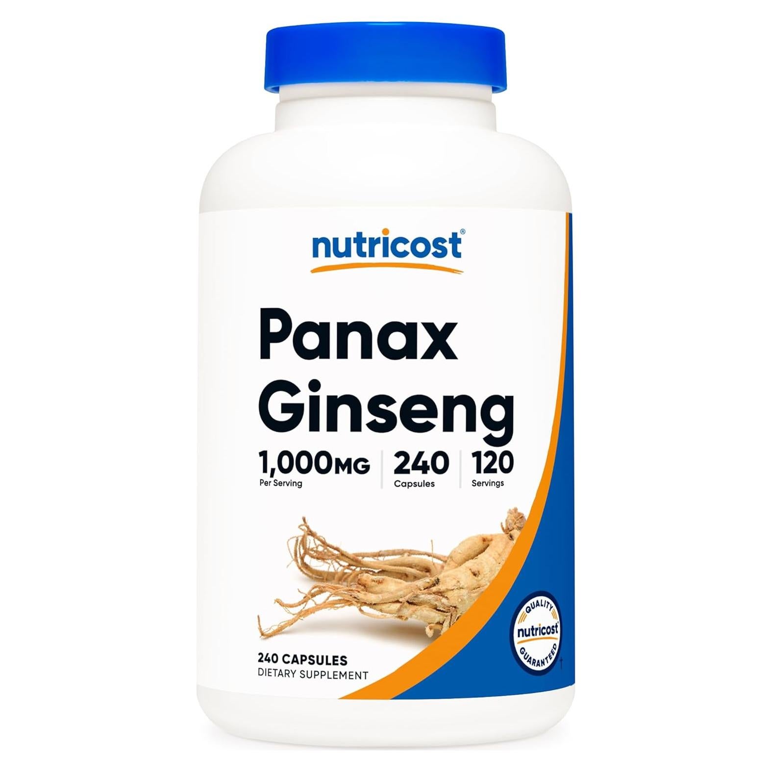 Nutricost Ginseng Panax 1000mg 240 Cápsulas Sin OGM Gluten