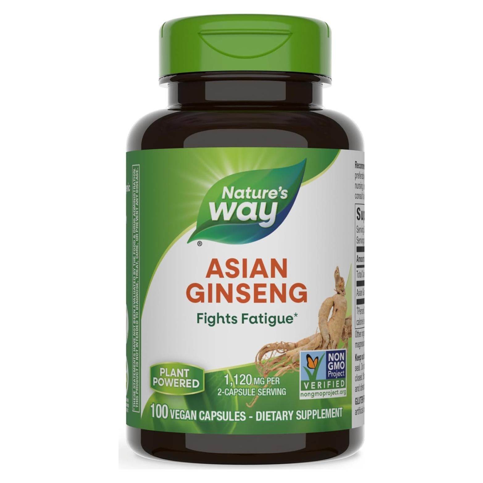 Ginseng Asiático Nature's Way 1120mg 100 Cápsulas Veganas