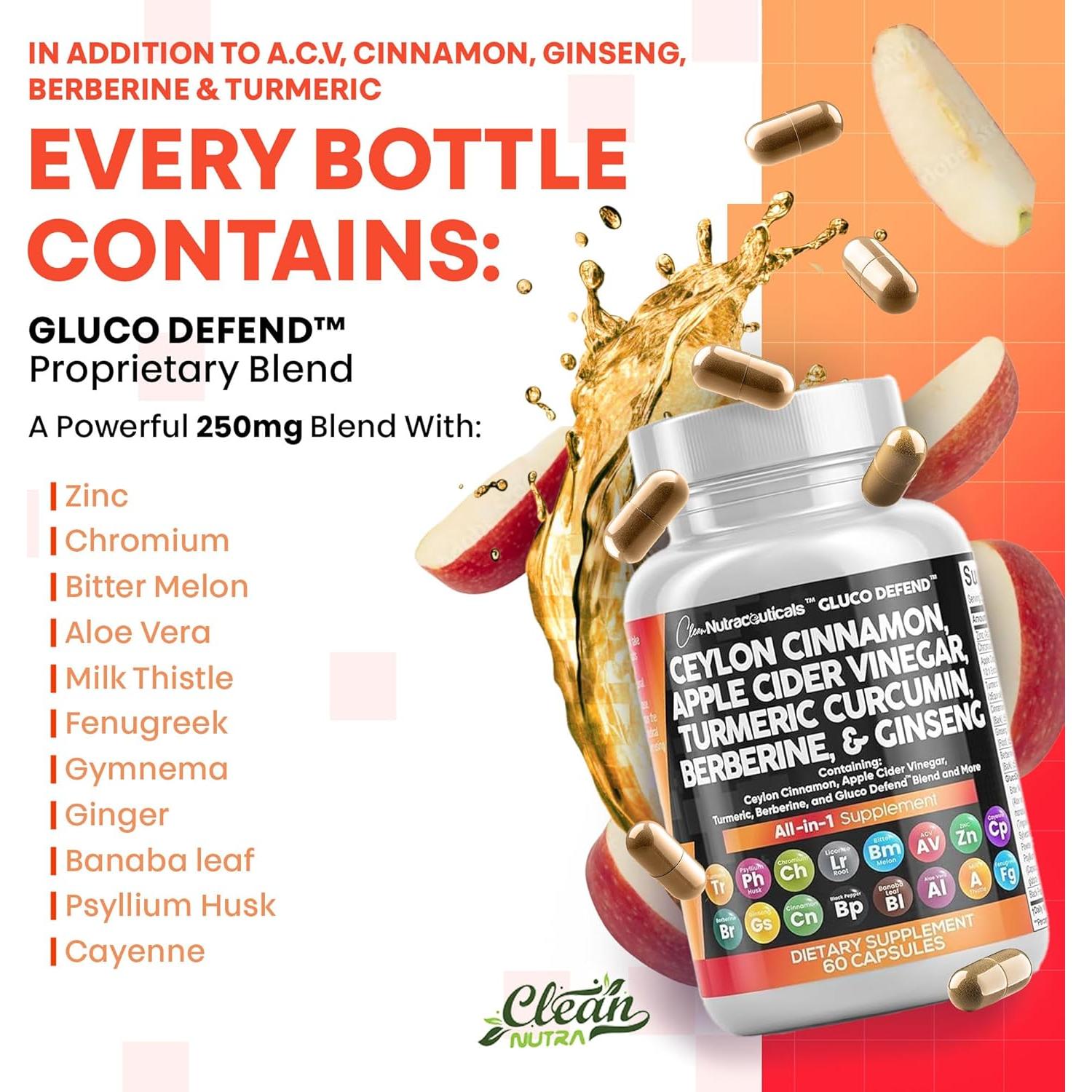 Suplemento Gluco Defend Clean Nutraceuticals 16 en 1