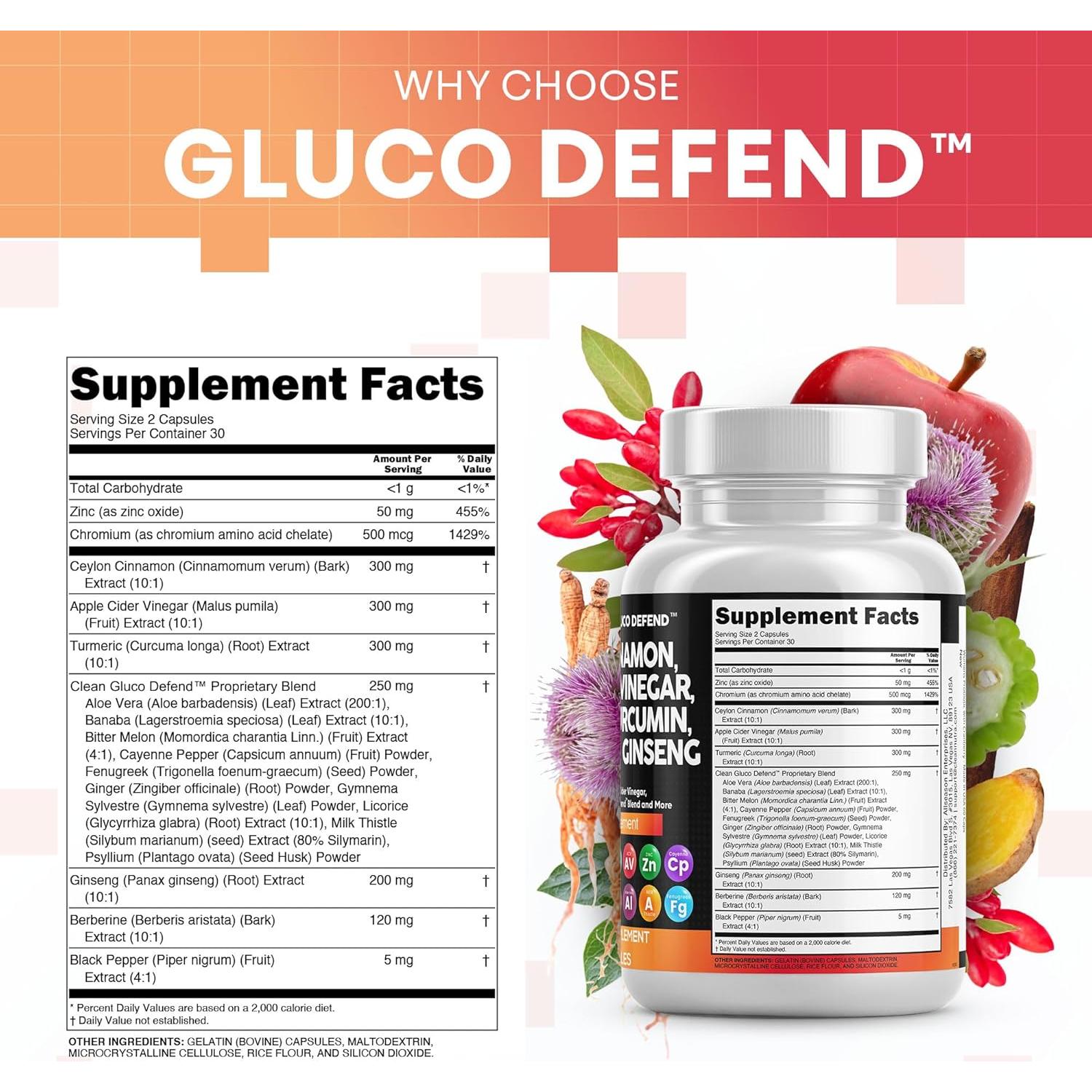 Suplemento Gluco Defend Clean Nutraceuticals 16 en 1