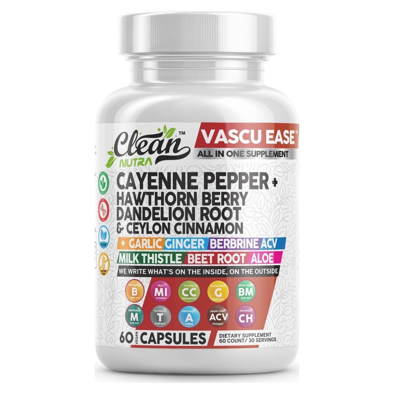 Suplemento Vascu Ease Clean Nutra 60 Cápsulas Salud Vascular