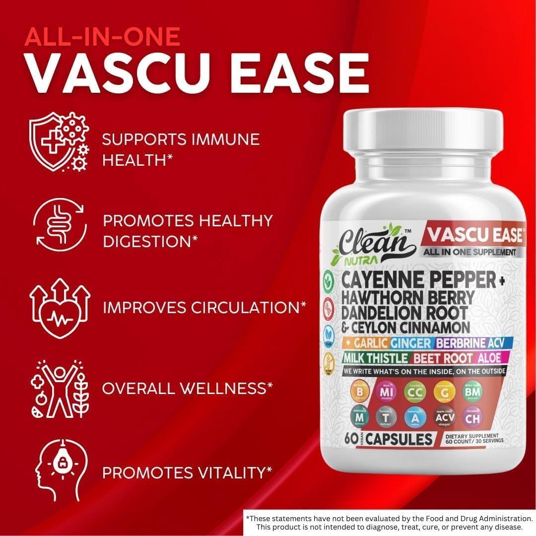 Suplemento Vascu Ease Clean Nutra 60 Cápsulas Salud Vascular