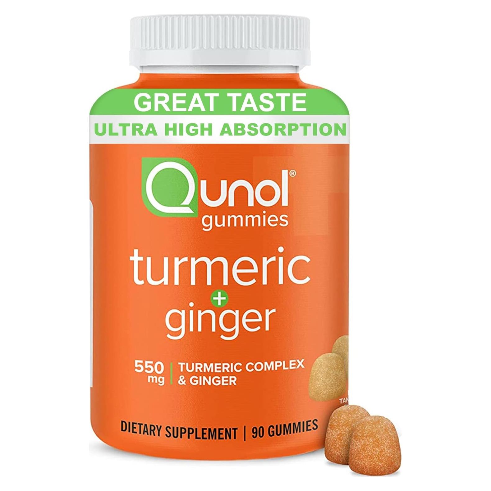 Gomitas Veganas Qunol de Cúrcuma y Jengibre 90 Unidades