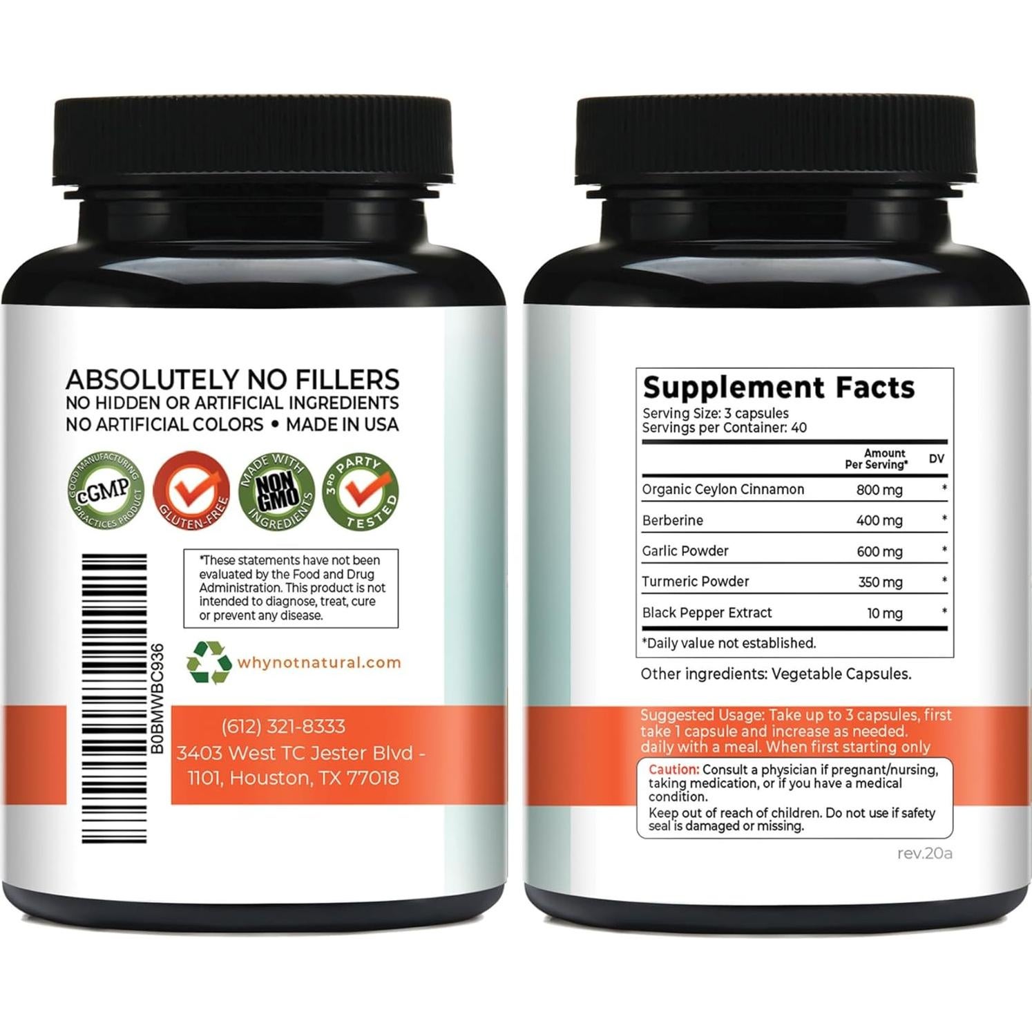 Cápsulas de Canela de Ceilán Orgánica 5-en-1 Why Not Natural