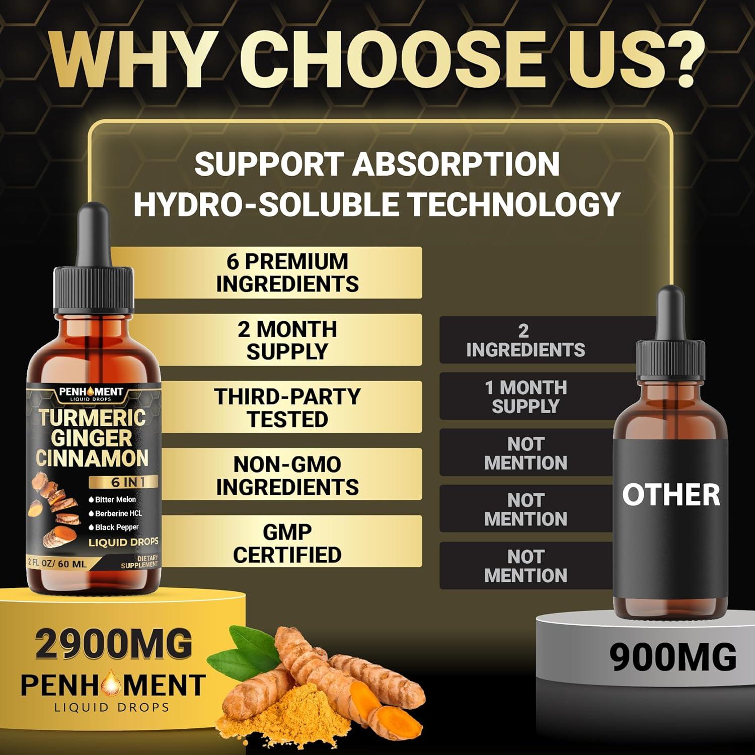 Suplemento Líquido de Cúrcuma Penhoment 60ml - 60 Porciones