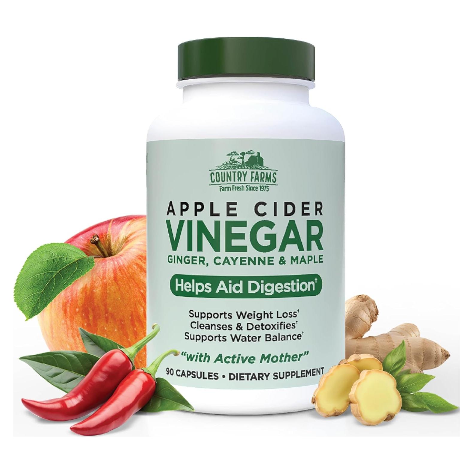 Cápsulas de Vinagre de Sidra de Manzana Country Farms 90 Porciones