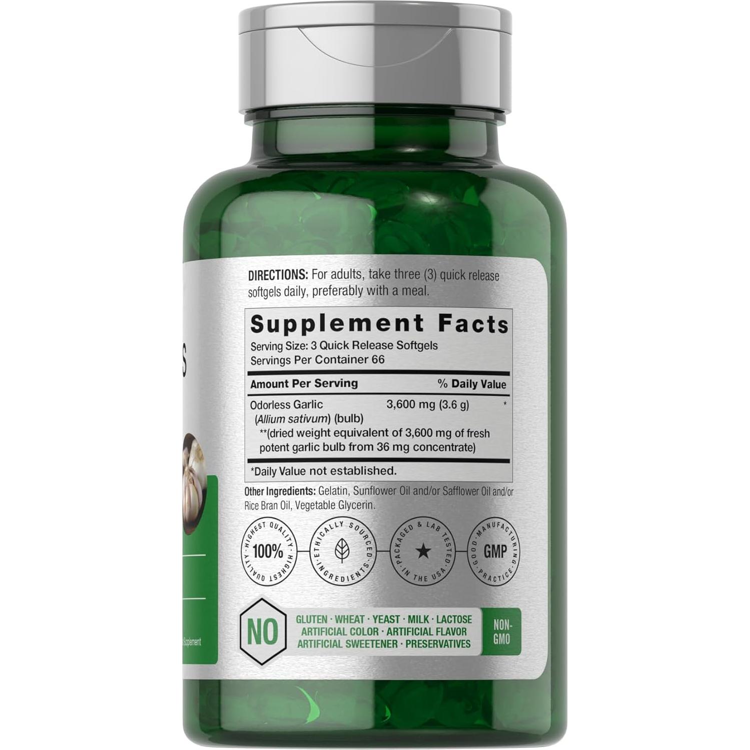 Gelatinas Blandas de Ajo Sin Olor Horbäach 3600 mg - 200 Unidades