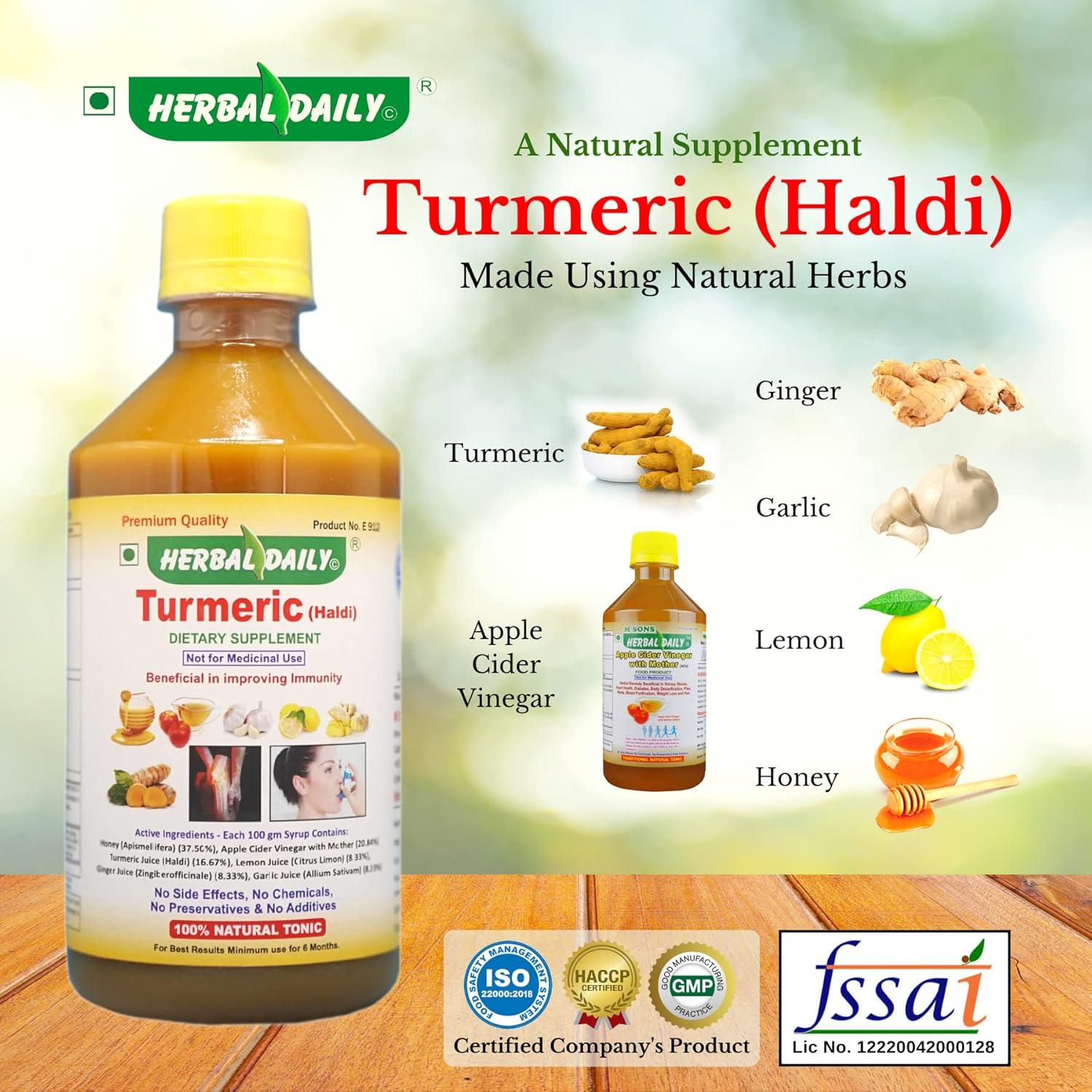 Suplemento de Cúrcuma Herbal Daily 400ml - Bienestar General