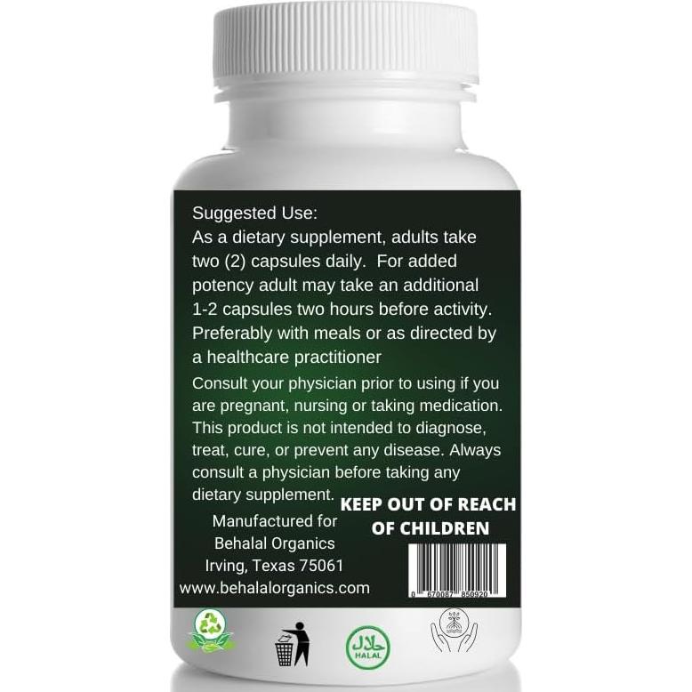 Suplemento Natural Mondia Whitei Behalal 100 Cápsulas Veganas