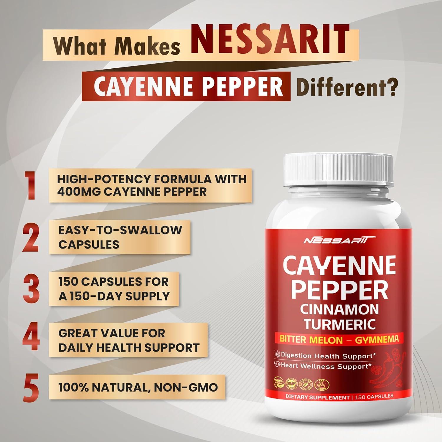 Suplemento de Pimienta de Cayena Nessarit 150 Cápsulas 14 en 1