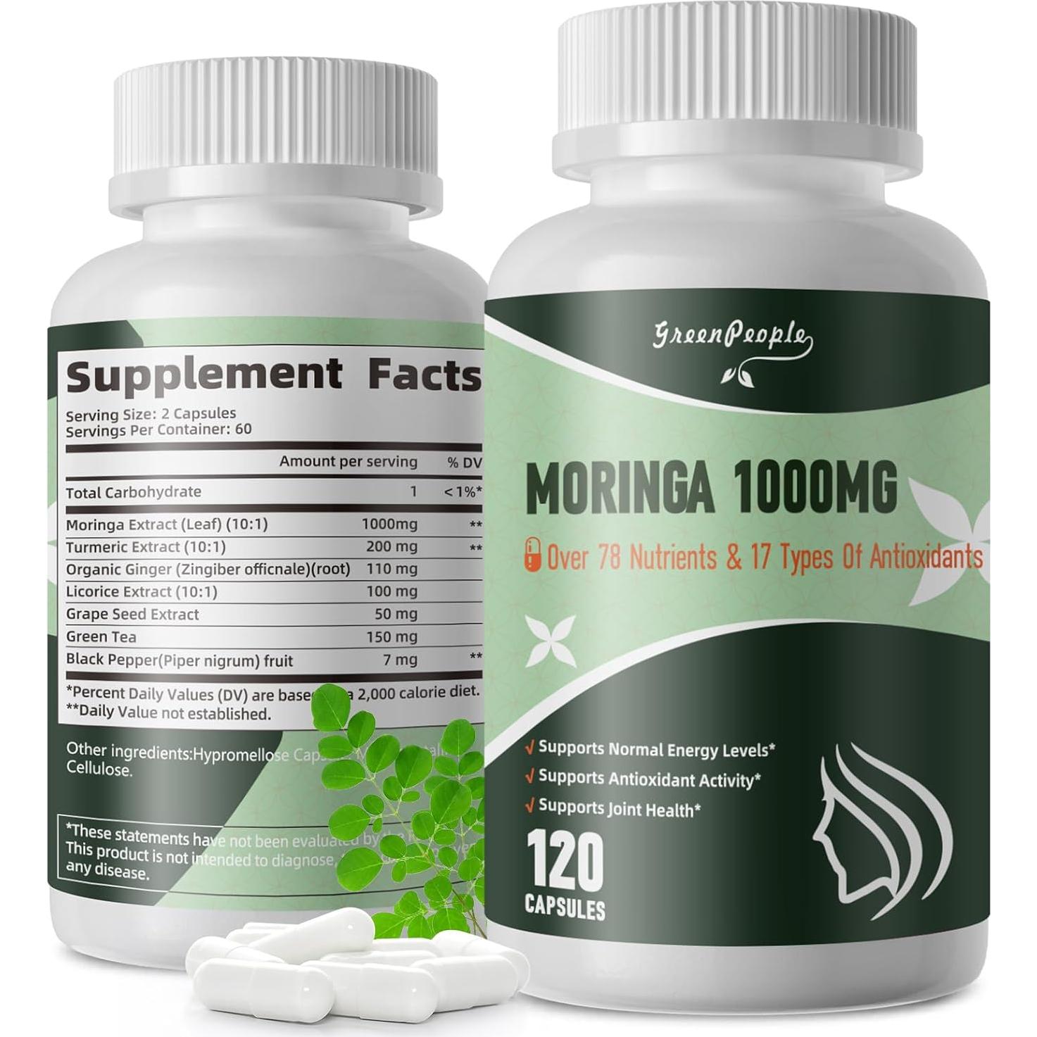 Cápsulas de Moringa Liposómica GREENPEOPLE 1000mg 120Pcs