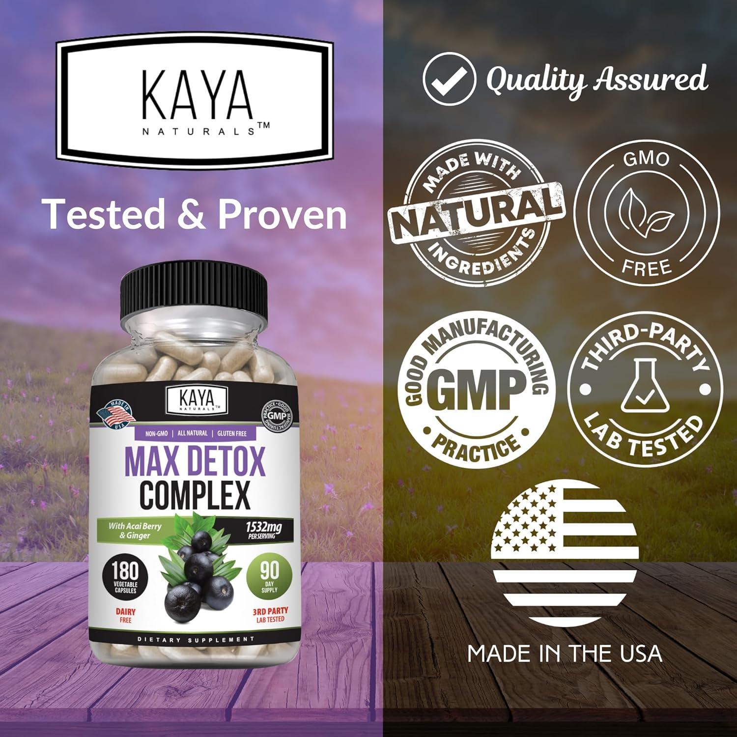 Suplemento Herbal Kaya Naturals MaxDetox 180 Cápsulas 1532 mg