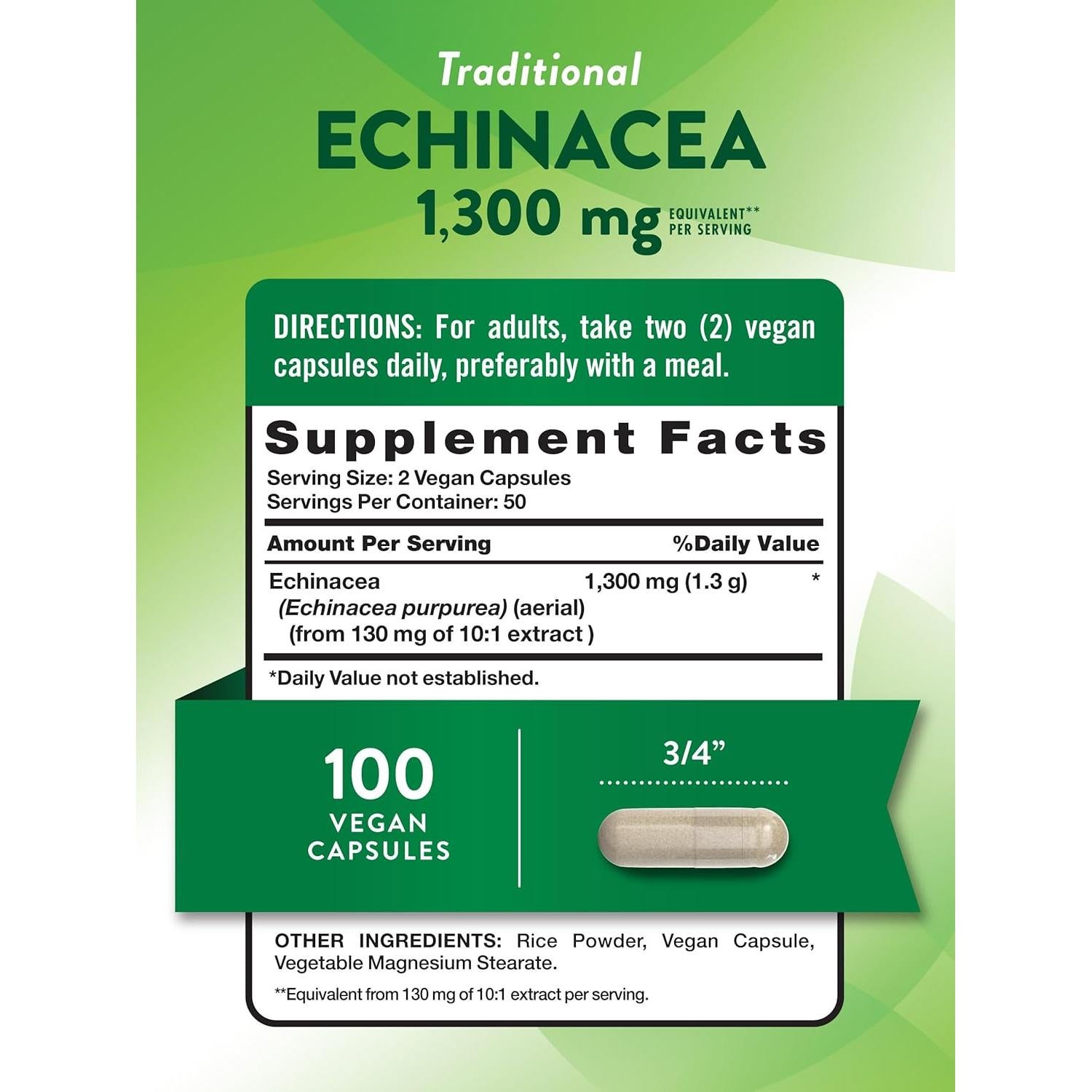 Cápsulas de Echinacea Nature's Truth 1300mg 100 Unidades Veganas