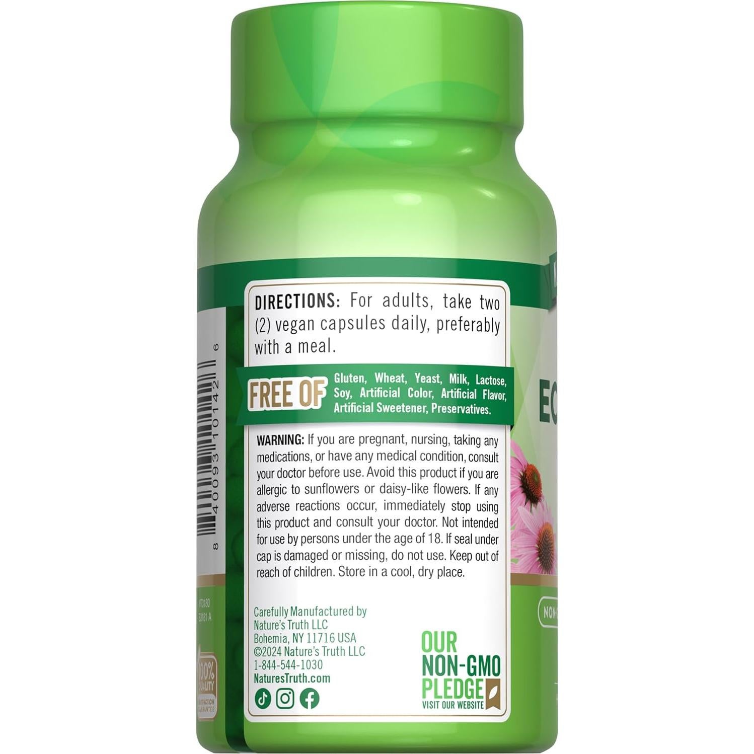 Cápsulas de Echinacea Nature's Truth 1300mg 100 Unidades Veganas