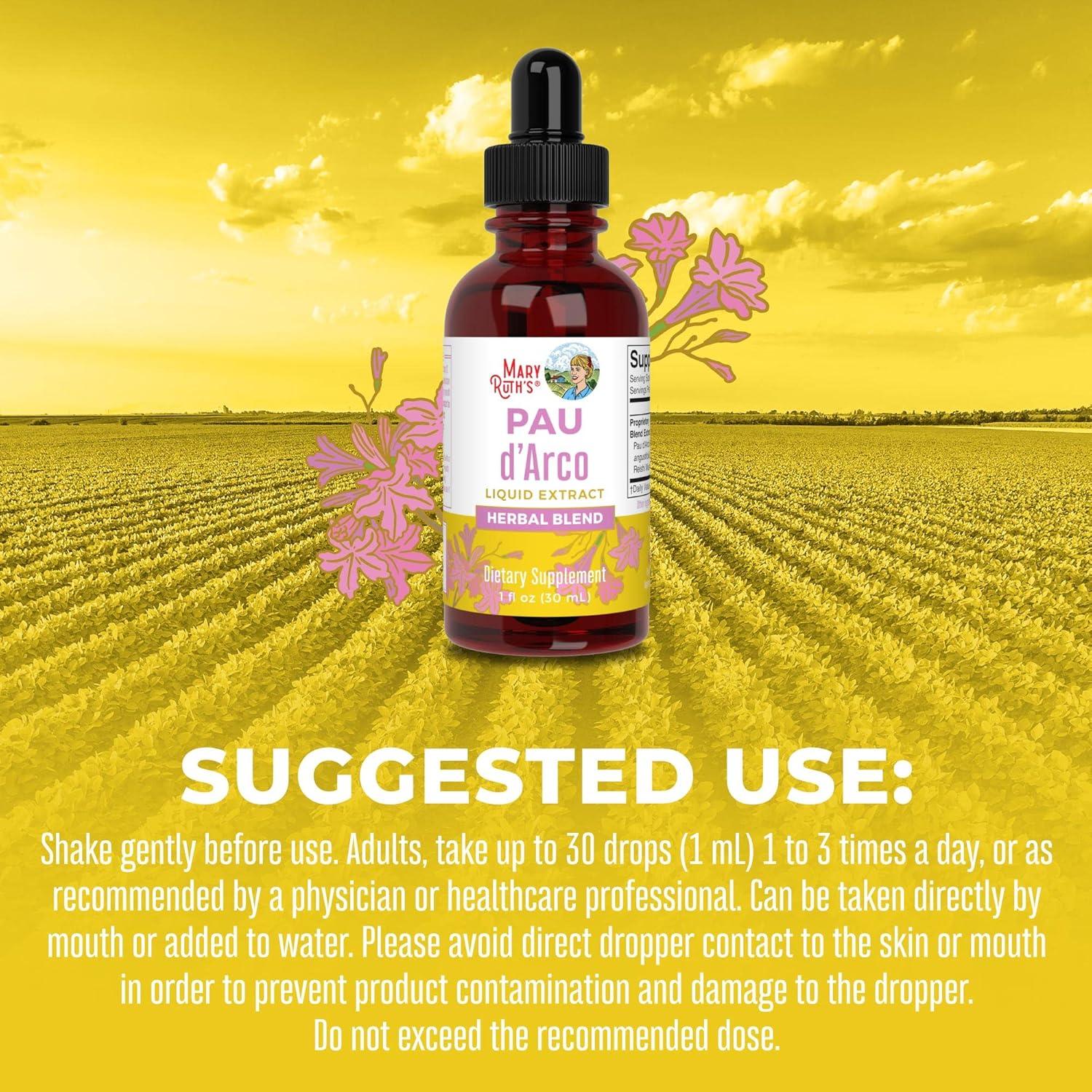 Suplemento Herbal Líquido Pau d'Arco MaryRuth 29.57 ml Vegano