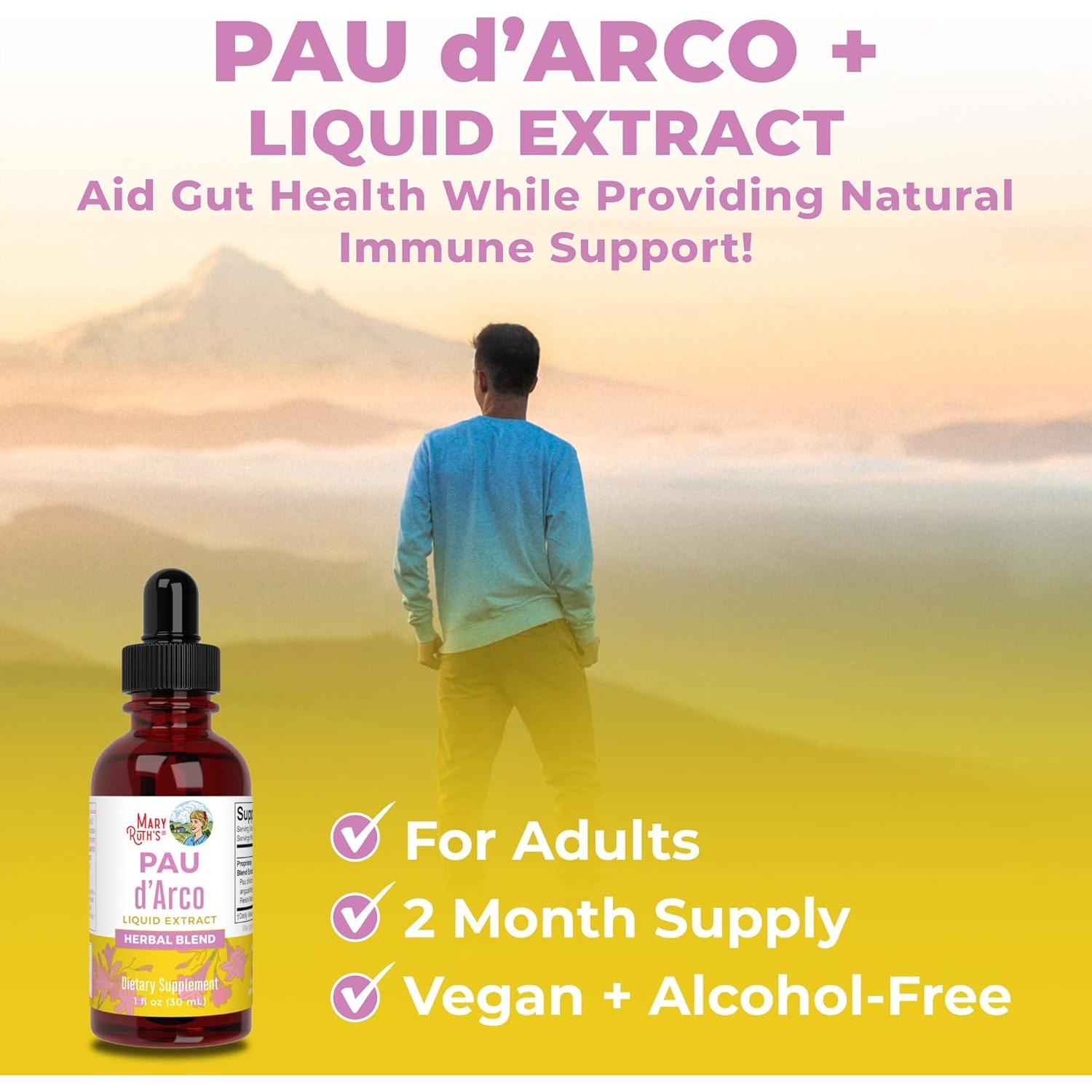 Suplemento Herbal Líquido Pau d'Arco MaryRuth 29.57 ml Vegano