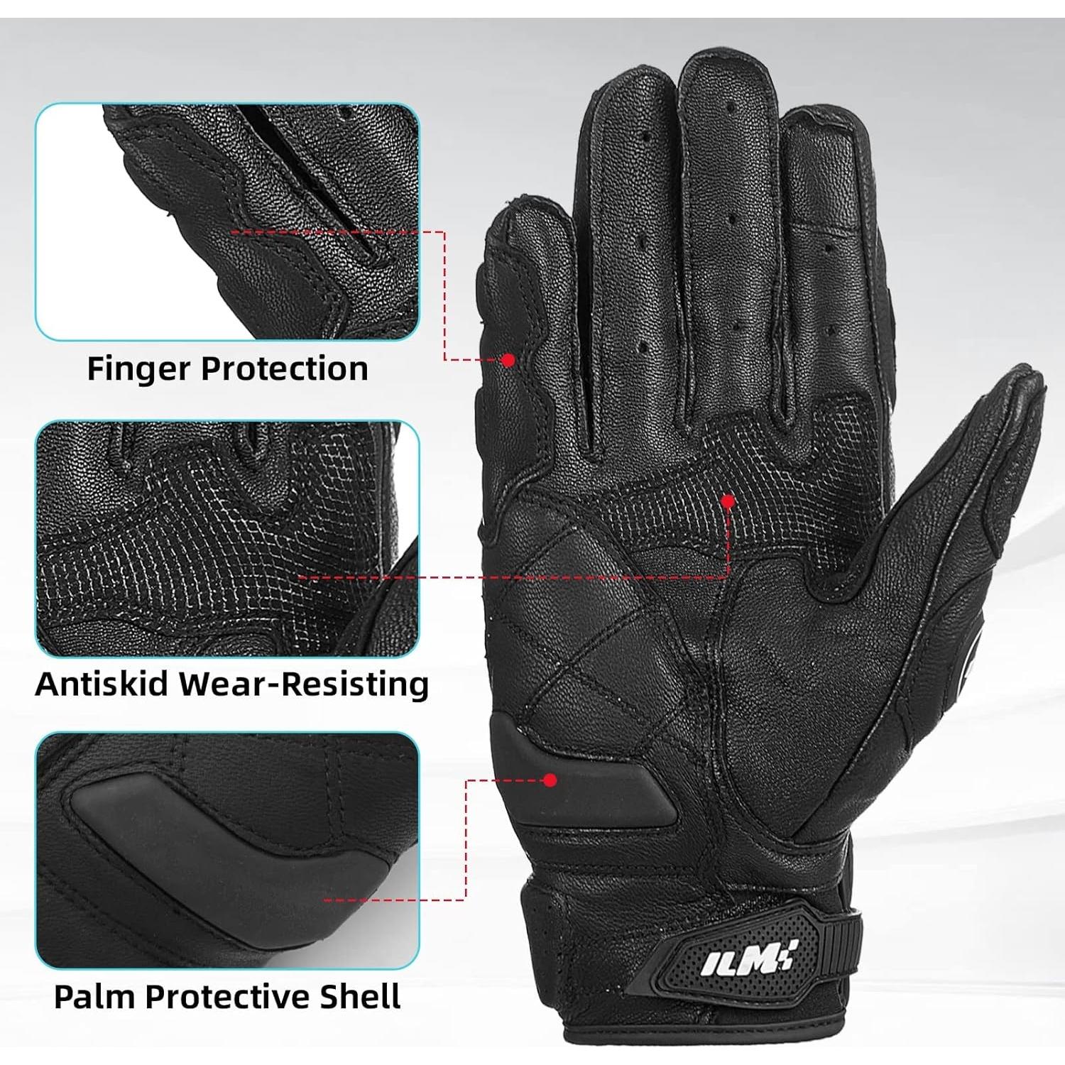Guantes de motocicleta ILM Air Flow 3XL Negro táctiles