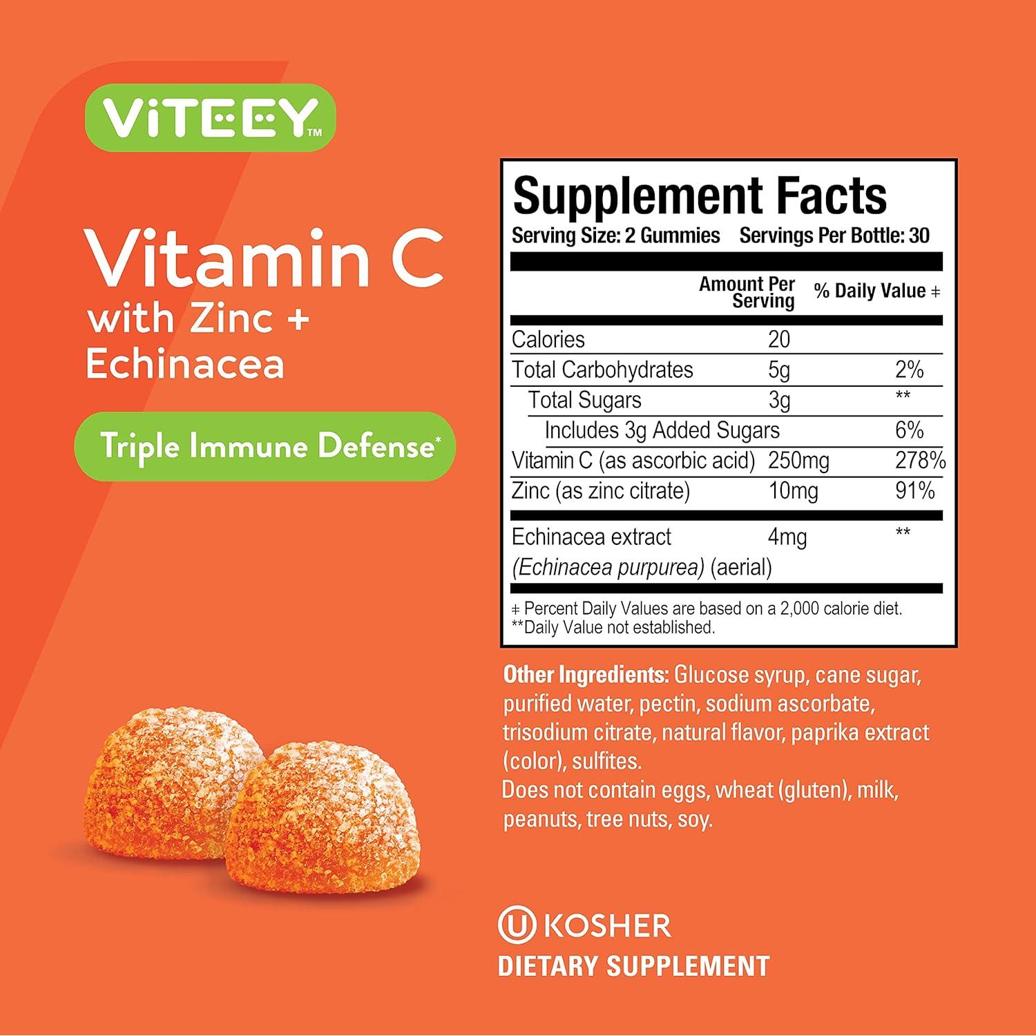 Gomitas de Vitamina C Viteey 60 Unidades - Veganas y Sin Gluten