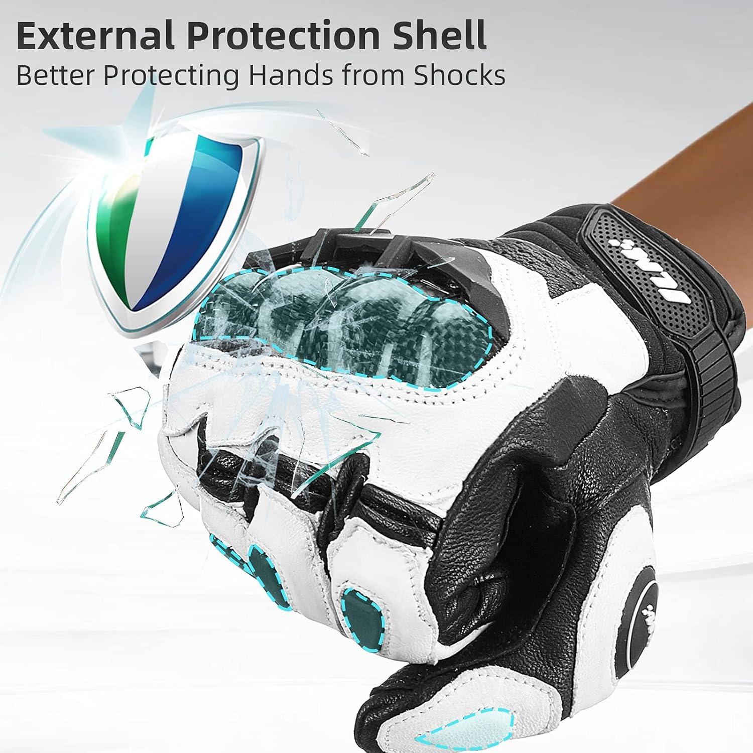 Guantes de motocicleta ILM Air Flow 3XL Blanco táctiles