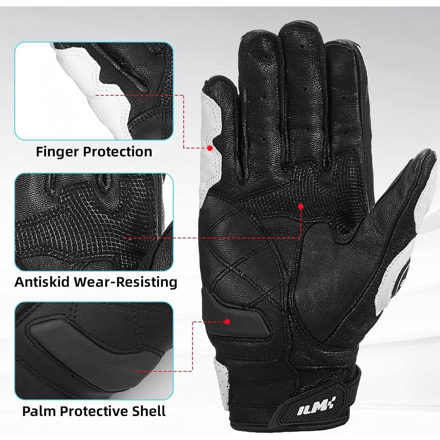 Guantes de motocicleta ILM Air Flow 3XL Blanco táctiles