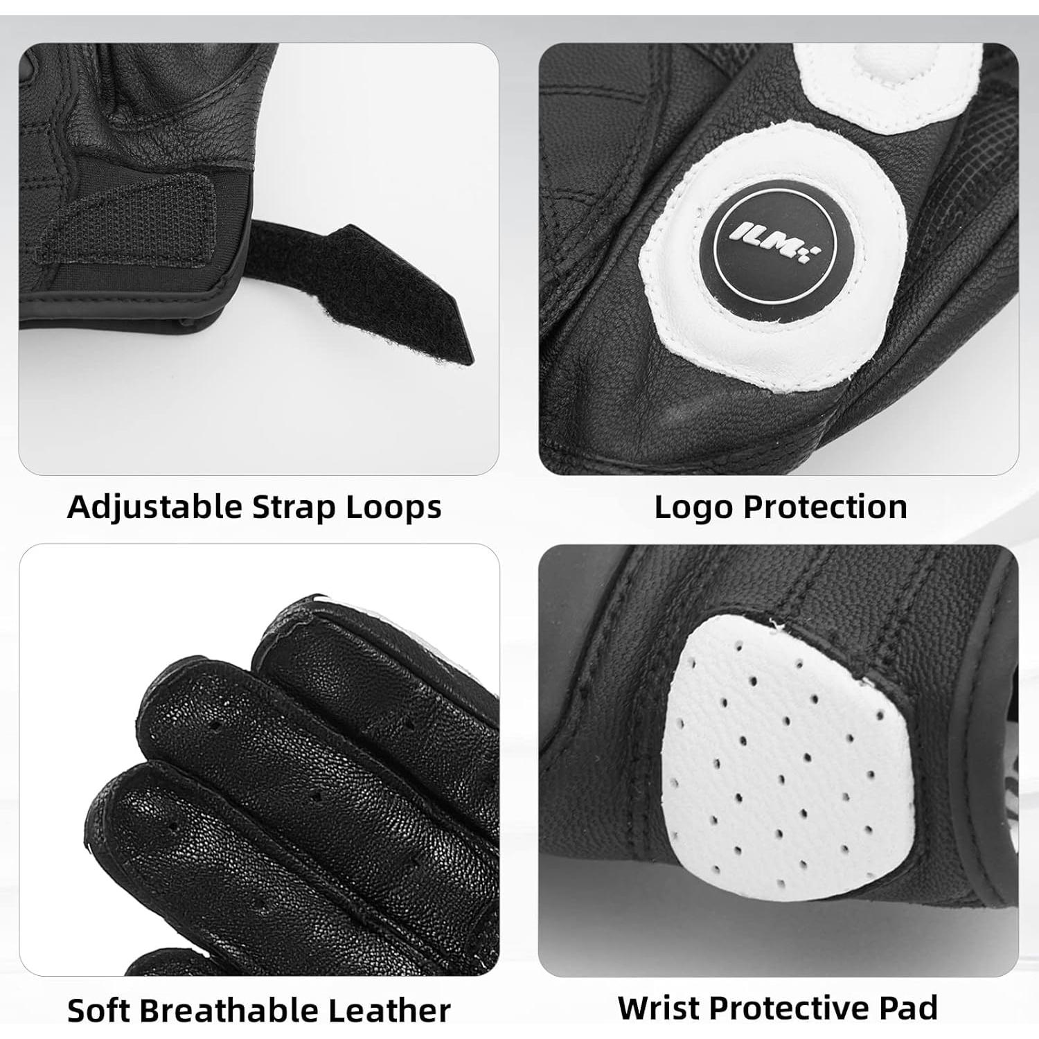 Guantes de motocicleta ILM Air Flow 3XL Blanco táctiles