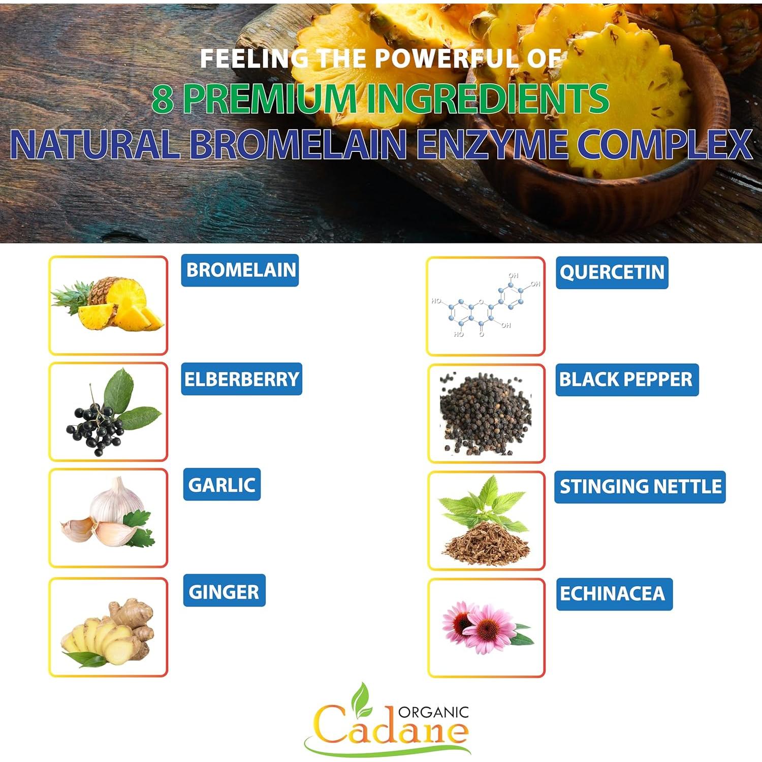 Cápsulas de Bromelina Organic Cadane 120 caps - Suplemento Herbal
