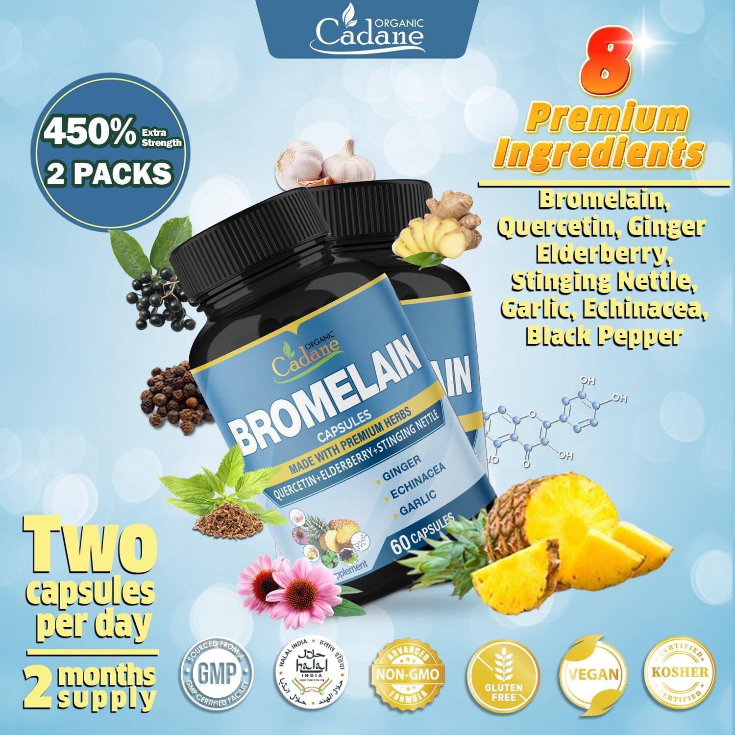 Cápsulas de Bromelina Organic Cadane 120 caps - Suplemento Herbal