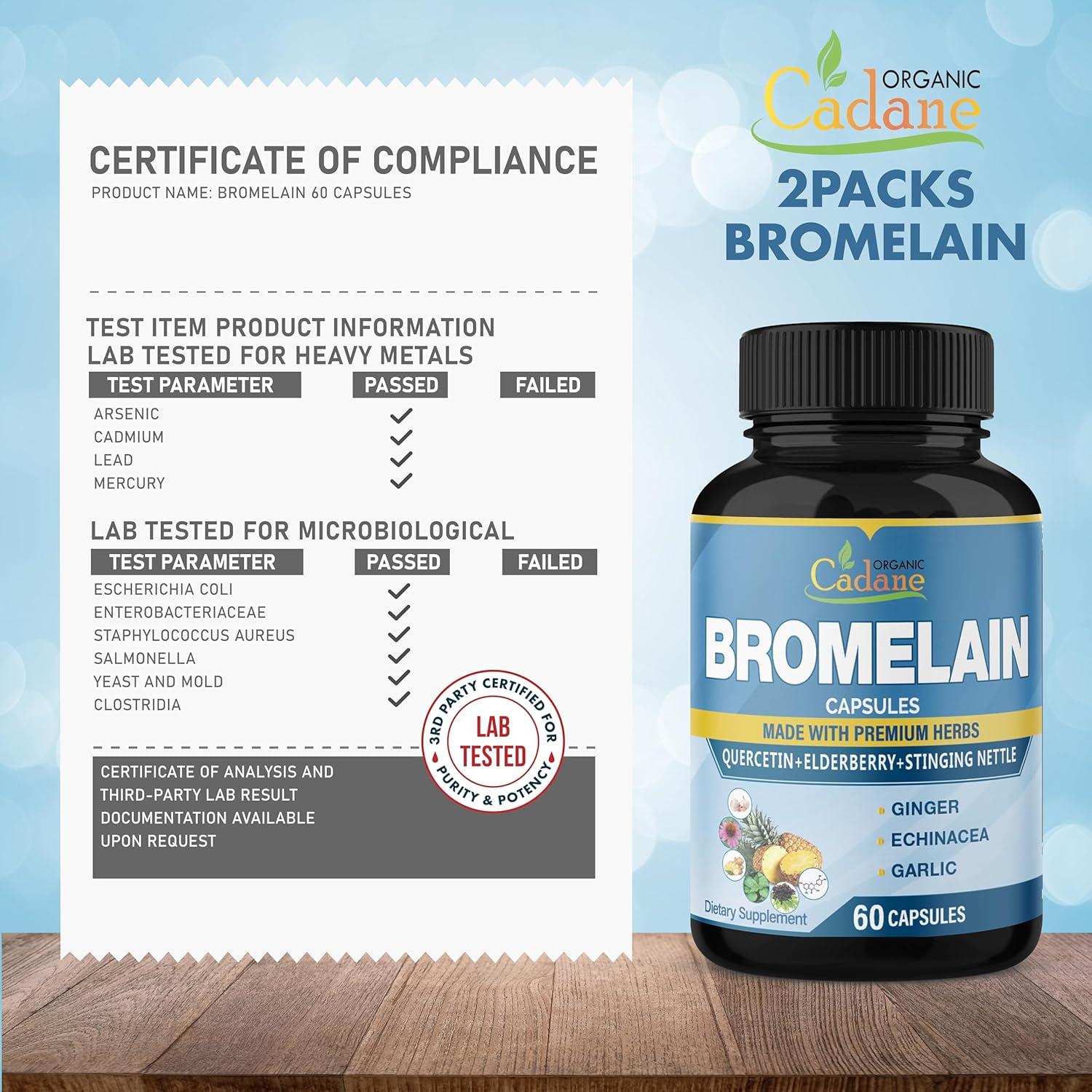 Cápsulas de Bromelina Organic Cadane 120 caps - Suplemento Herbal