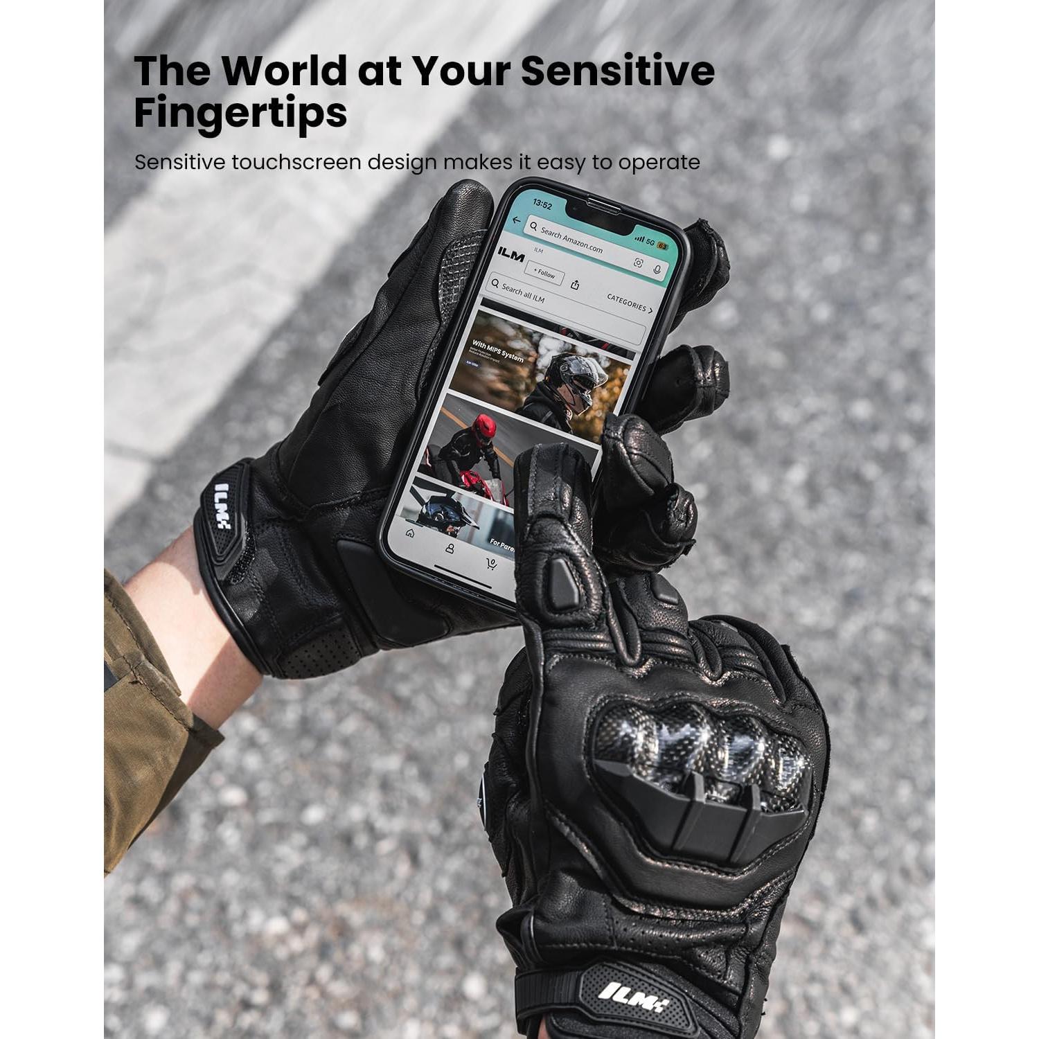 Guantes de motocicleta ILM GRC01L XL Negro Transpirables