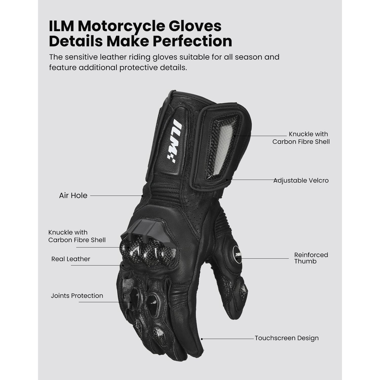 Guantes de motocicleta ILM GRC01L XL Negro Transpirables