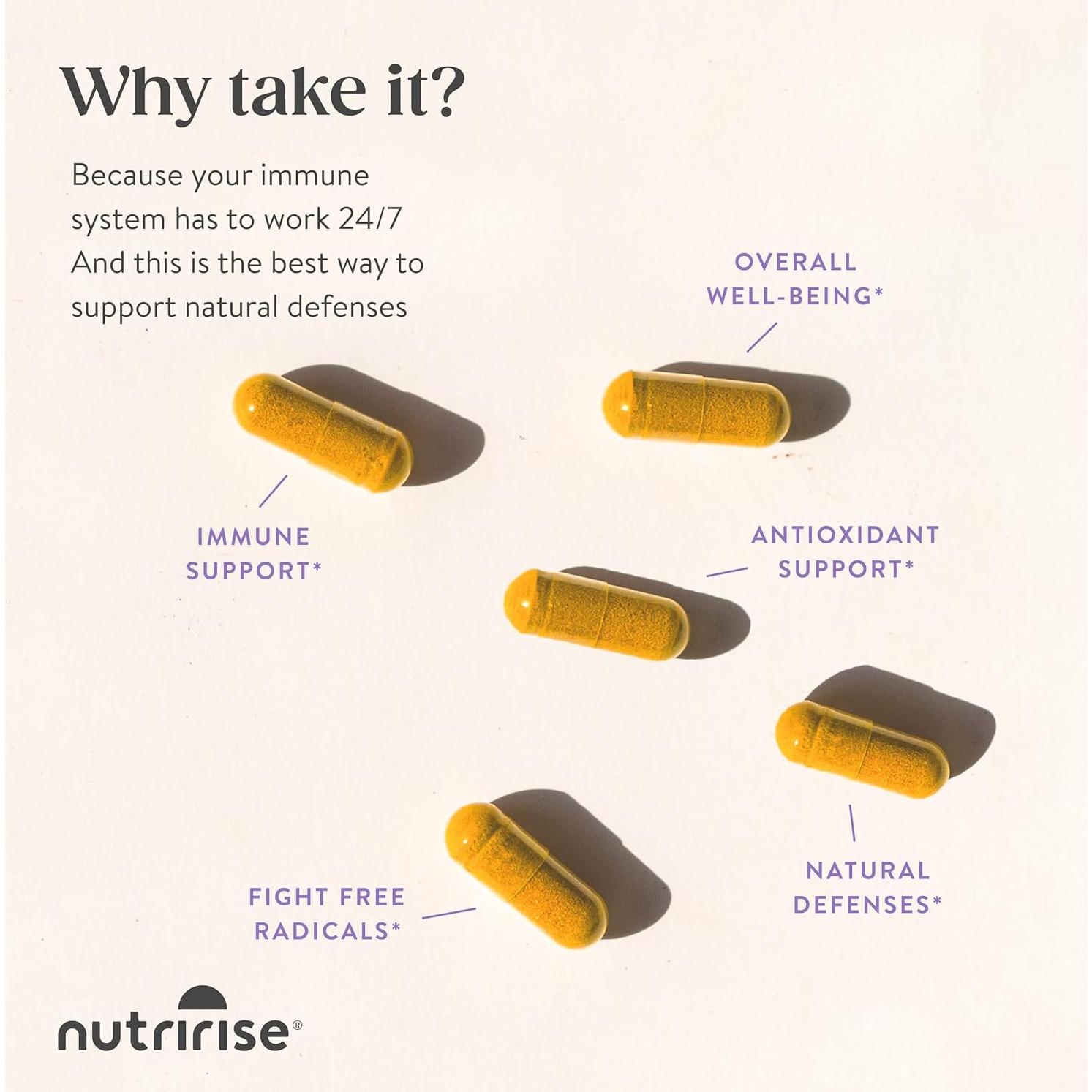 Suplemento Inmunológico NutriRise 90 Cápsulas - Vitamina C, Zinc, Probioticos