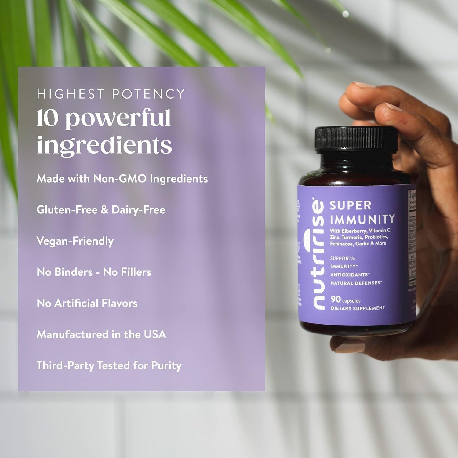 Suplemento Inmunológico NutriRise 90 Cápsulas - Vitamina C, Zinc, Probioticos