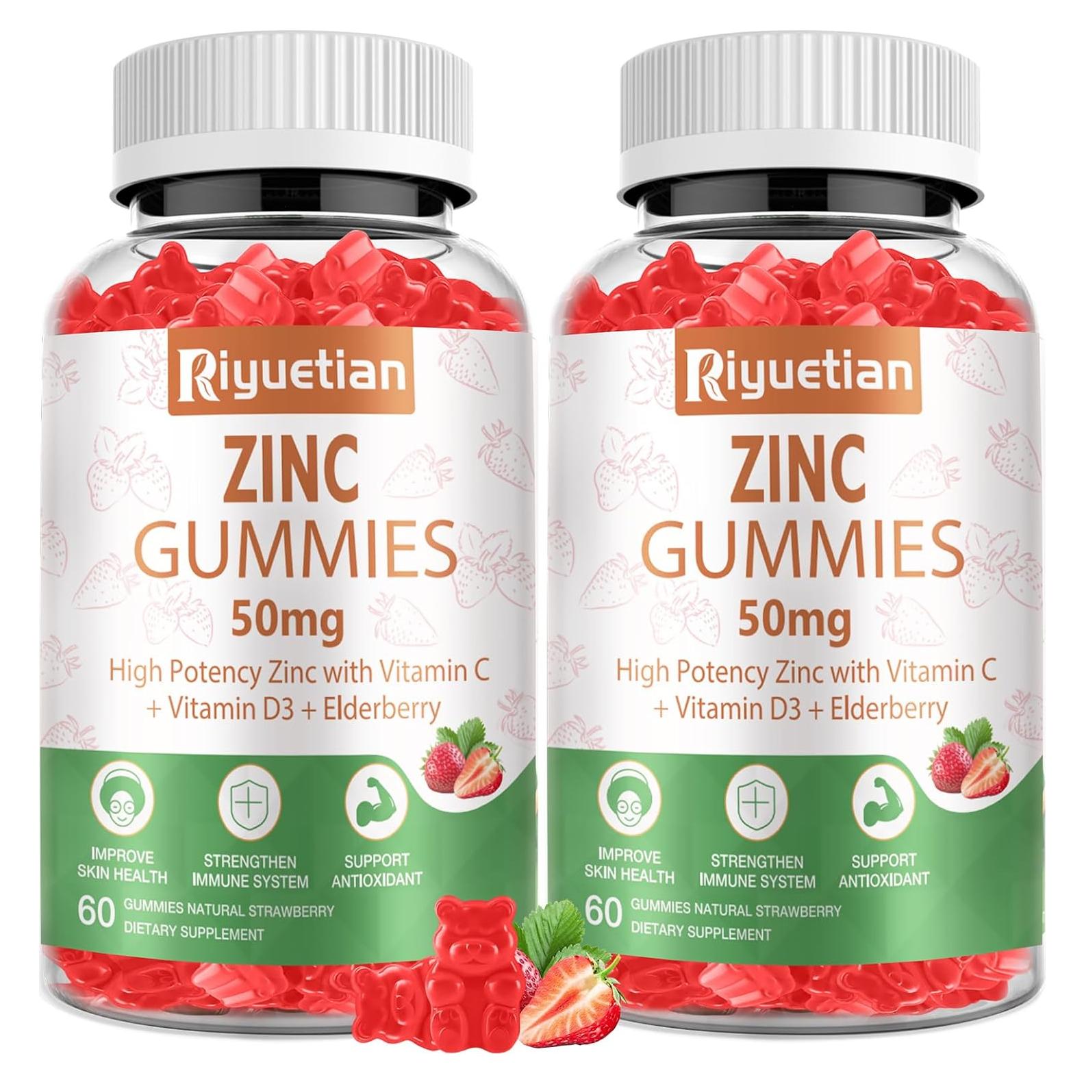 Gomitas de Zinc 50mg Riyuetian con Vitamina C y D3 - 2 Paquetes