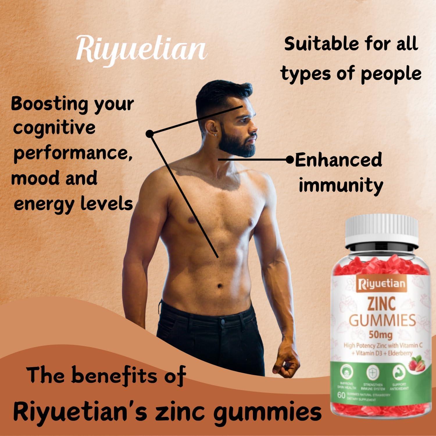 Gomitas de Zinc 50mg Riyuetian con Vitamina C y D3 - 2 Paquetes