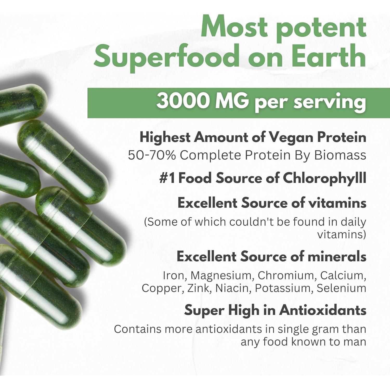 Cápsulas de Espirulina Orgánica 3000 mg HCL Herbal Code Labs - 180 Unidades