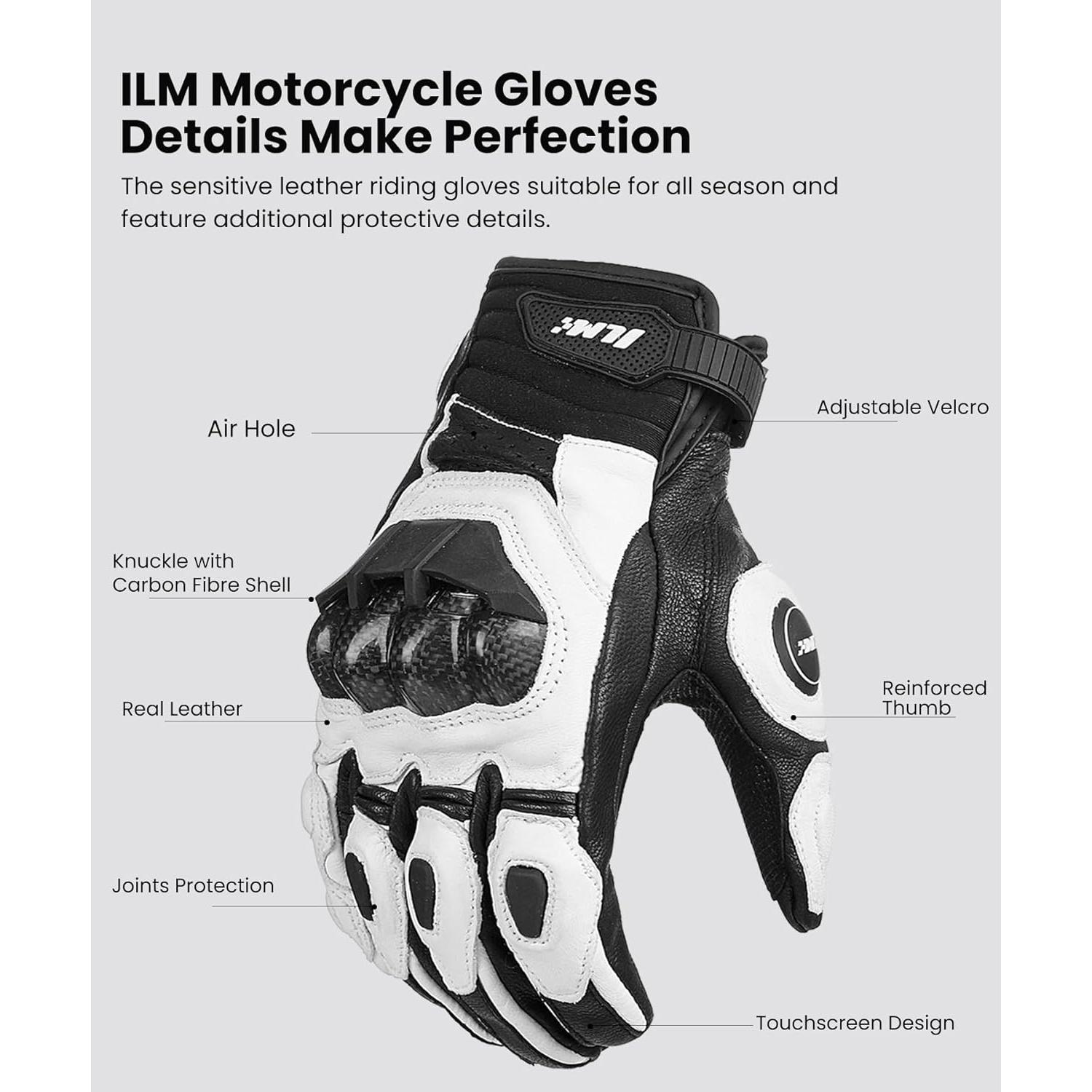 Guantes de motocicleta ILM GRC01 de cuero transpirables