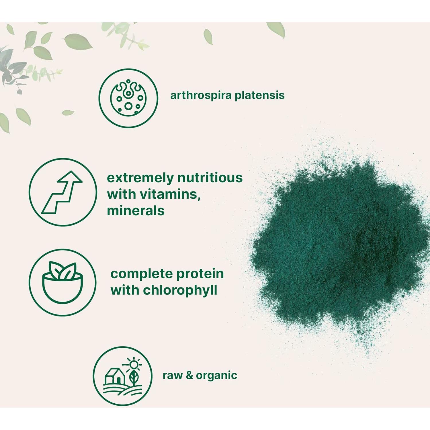 Polvo de Espirulina Orgánica Micro Ingredients 454g Sin OGM