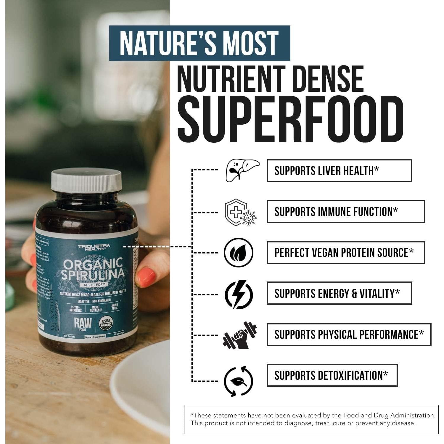 Tabletas de Espirulina Orgánica Parry 360 Tabletas - Alta Densidad Nutricional