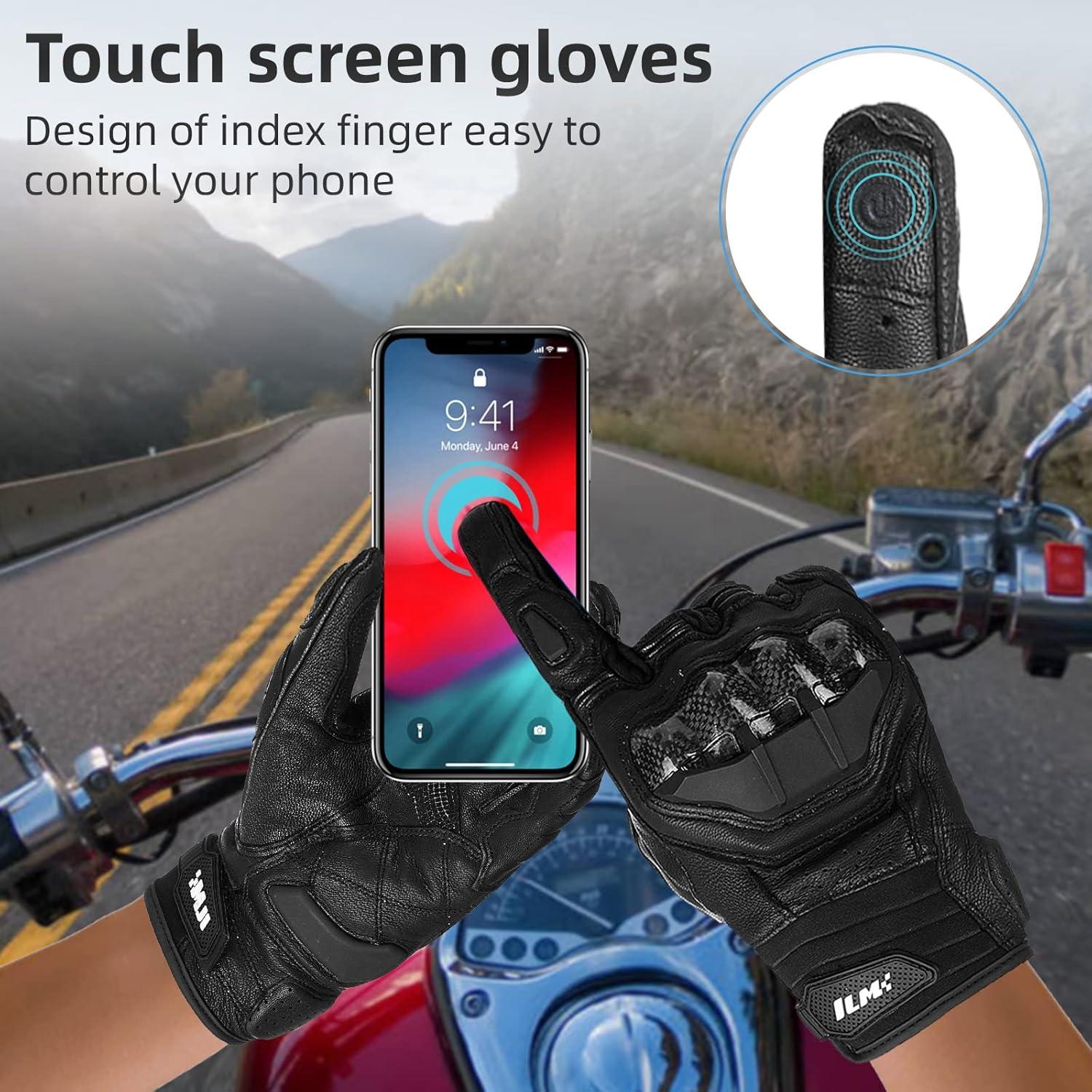 Guantes de motocicleta ILM GRC01 de cuero transpirables XXL