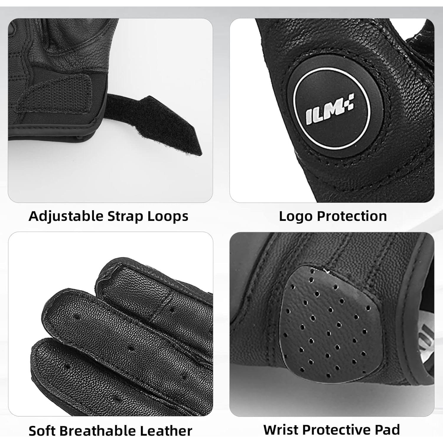 Guantes de motocicleta ILM GRC01 de cuero transpirables XXL