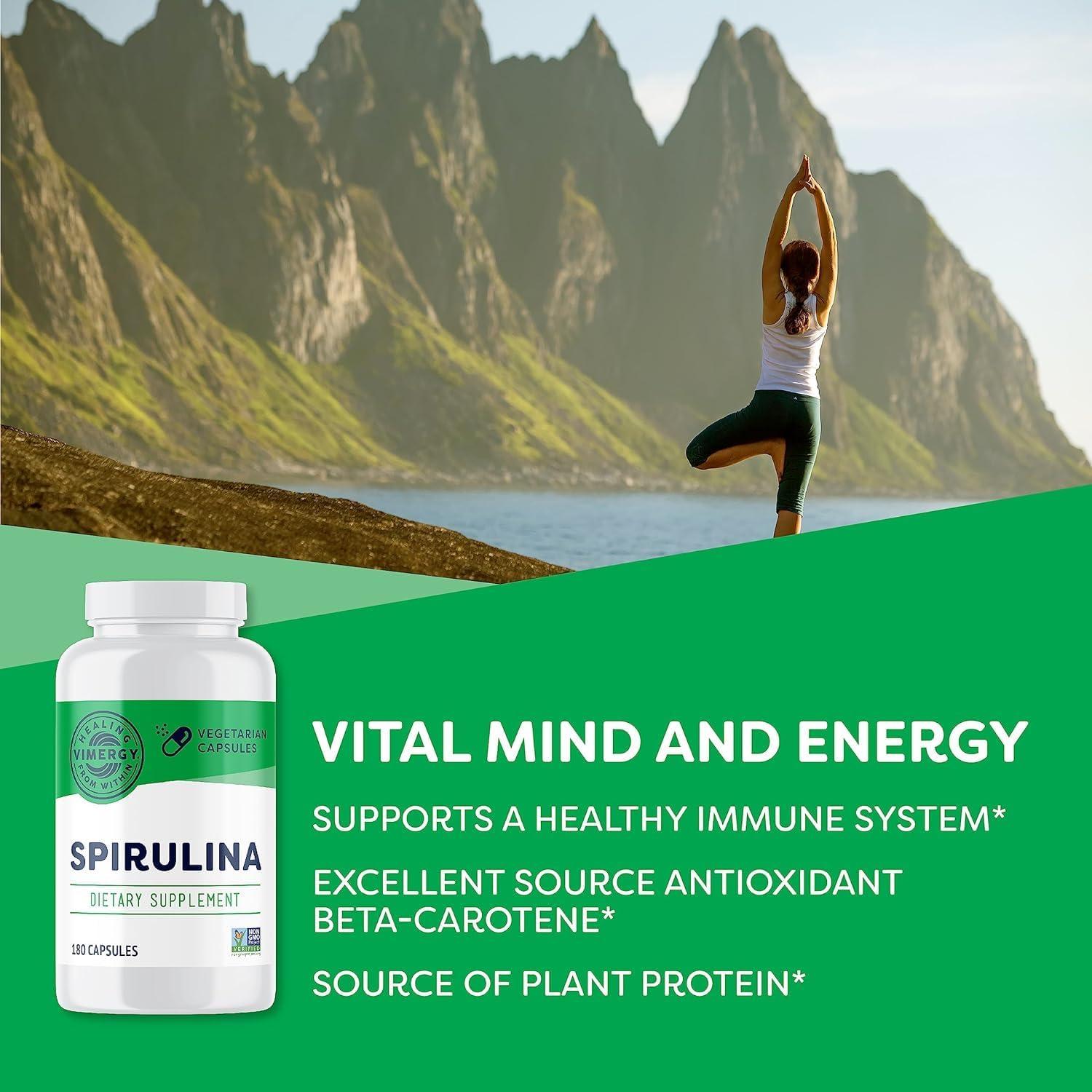 Cápsulas de Spirulina Vimergy - Proteína Vegetal 180 Unidades