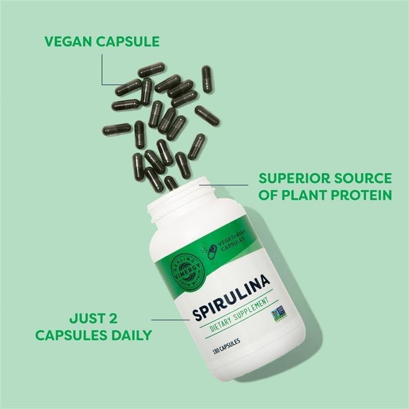 Cápsulas de Spirulina Vimergy - Proteína Vegetal 180 Unidades