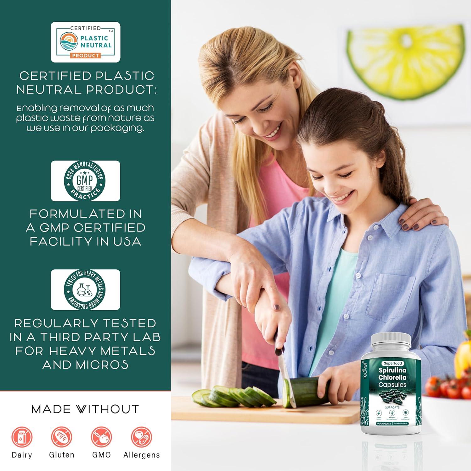 Cápsulas de Espirulina y Clorella Orgánica Teaveli 90 Ct