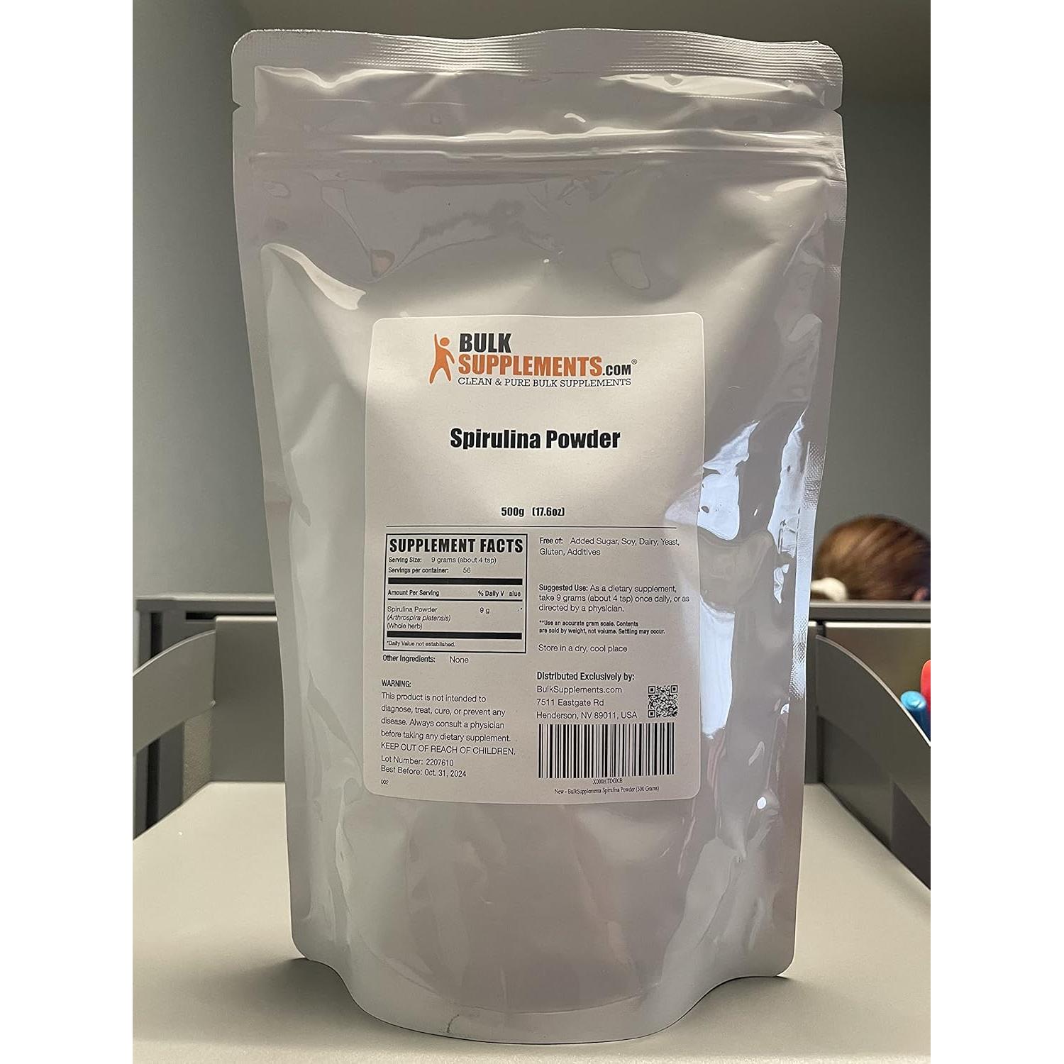 Polvo de Espirulina Orgánica BulkSupplements 500g - Superalimento Vegano